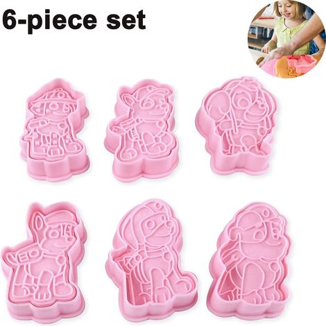 1 lot de 6 emporte-pièces en plastique pour biscuits - Moules à biscuits amusants à motifs de dessins animés, kit de pâtisserie pour enfants, moules à biscuits en relief.