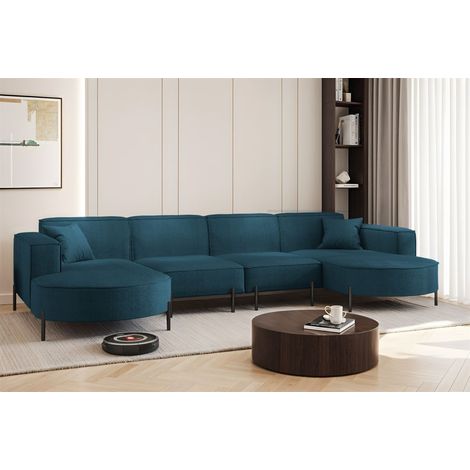 Wohnlandschaft U-Form Sofa VALENCIA XL in Stoff Scala Blau (1/2)