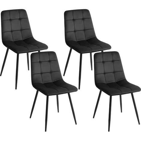 Conjunto de 4 sillas de comedor moderno patas de hierro terciopelo blanco crema Powell (1/5)