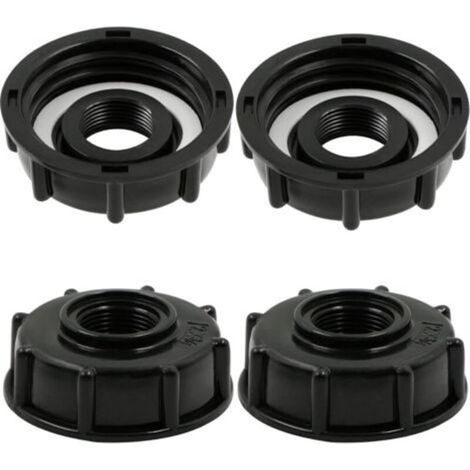Adaptateur de Réservoir IBC Connecteur - Baril Raccord Tuyau Accessoires Bouchon Conteneur - pour Robinet de Jardin D'adaptateur Cuve Sortie Raccord 3/4 Pouces - 4 Pièces Noir-Crezuo
