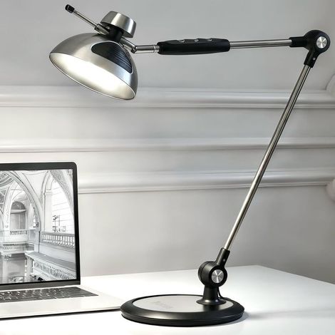 Lampe de Bureau LED avec Commande Gestuelle,Lampe de Table 12 Niveaux Luminosité, 3 Températures Couleur, Architecte Rétro avec Bras Articulé,Lumiere Bureau pour Lecture, Atelier (1/5)