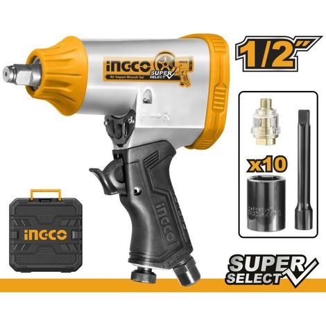 Avvitatore pneumatico ad aria professinale INGCO da 1/2" in valigia + 10 Bussole (1/3)