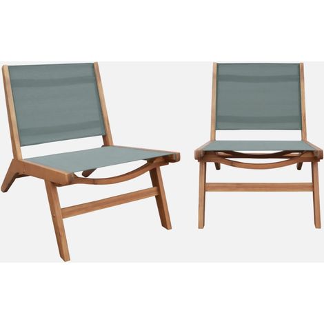 Sillón relax de madera de acacia y textilene, set de 2
