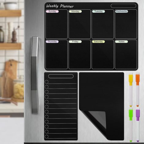 Planning semaine magnetique, Calendrier Magnetique Organisateur Tableau Frigo Planifier Les Repas Familiaux effacable, Listes De Courses ou Une Aide A L’étude- Anglais 42 x 30 cm (1/5)