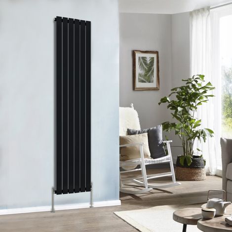 Designer Radiator 1800x408mm Single Flat Panel Vertical Black (1/5)