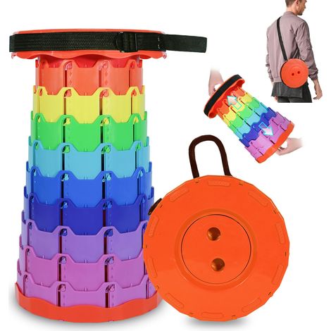 Tabouret Pliable et Portable,Tabouret de Camping Télescopique Réglable, pour la Pêche, Les Voyages, Le Barbecue, Charge Maximale de 350kg (orange) (1/5)