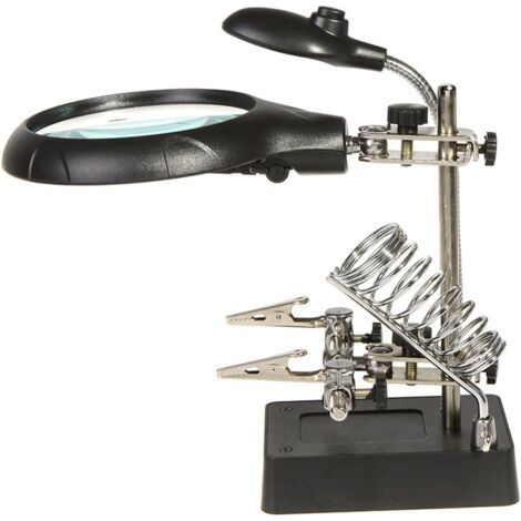 2.5X 7.5X 10X Loupe sur Pied avec LED Lumières, Lampe de Bureau Type, Support Auxiliaire & Clamps de Support & Clips d'Alligator (1/5)