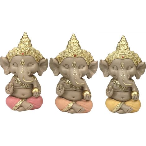 Signes Grimalt Figura Diosa Figuras Ganesha 3U Budas Marrón 7x9x14cm 37463