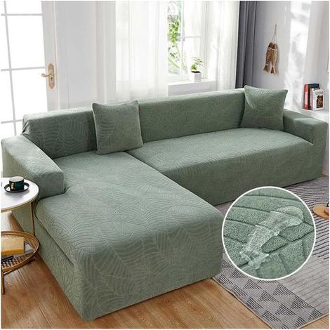 1 pièce Housse canapé d'angle L, imperméable et extensible, housse canapé vert, protection anti-taches, pour 1 à 4 places