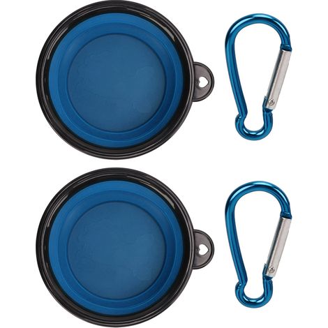 faltbare Silikon-Hundenäpfe, faltbare Behälter für Wasser und Futter, ideal für Reisen, Wandern und Camping, blau (1/5)