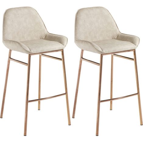 Set 2 Sgabelli 49,5x41x105 cm in Similpelle Beige (1/3)