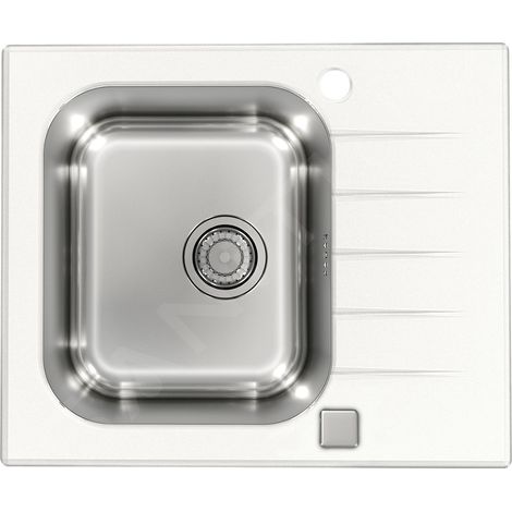 Alveus Altone - Évier 600x500 mm,avec commande de vidage, verre blanc / inox 1130525 (1/2)