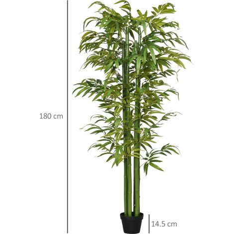 Plante de bambou artificielle, 180 cm, fausse plante réaliste avec pot décoratif pour salon et chambre, verte (1/5)