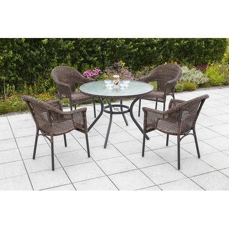 Ravenna Set 5tlg 4 Sessel Tisch Ø 100cm Alu/Kunststoff