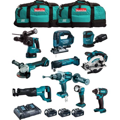 MAKITA Kit MK1002 (DHP481+ DHR243+ DGA504+ DTD152+ DJV182+ DSS610+ DJR186+ DBO180+ DTM51+ DML802+ 3x5,0Ah + DC18RD + 2xLXT600) (1/5)