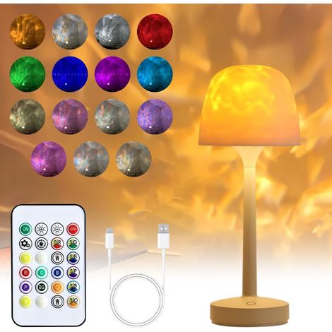 Lampe de douche, projecteur de ciel étoilé, lampe Ocean Lamp à vagues, projecteur lumineux pour salle de bain avec 16 couleurs, lampe Ocean Lamps Wave, lampe de table LED étanche, commande tactile et (1/5)