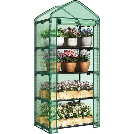 WOLTU Garden Greenhouse Plastic Tomato Greenhouse Vegetable Fruit Flower Plant 69x49x158cm Green