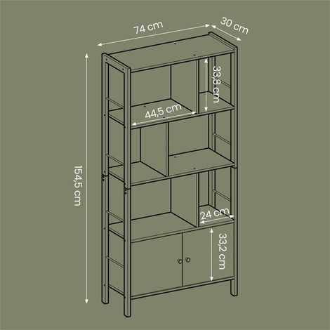 5-Tier  Corner Shelf, Wall Mounted Bookshelf with Metal Frame for Home & Office Storage Display