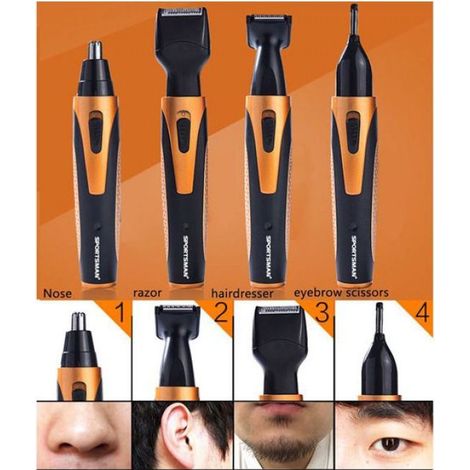 4-in-1 Nasenhaartrimmer, wiederaufladbarer elektronischer Barttrimmer, Seitenhaartrimmer, Augenbrauentrimmer, Nasenhaartrimmer (1/5)