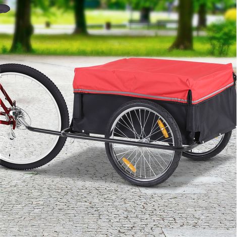 Remorque cargo vélo 2 roues pliable en acier et tissu Oxford, noir et rouge, 40 kg (1/5)