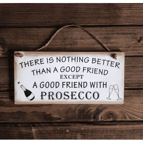 Shabby Chic Wooden Hanging Prosecco Plaque