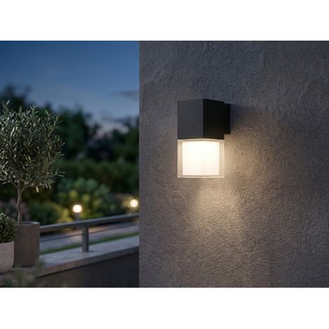 LED Außenwandleuchte aus Aluminium in Schwarz Downlight, Höhe 20cm