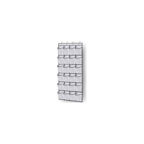 Schuhaufbewahrung zur Wandmontage über der Tür – 24 platzsparende Fächer, 3 integrierte Haken, weiß, 60 x 40 cm (1/5)