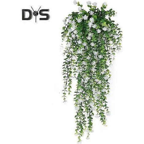 Guirlande décorative de fleurs artificielles d'eucalyptus réalistes pour la maison, les mariages et le jardin, en intérieur et en extérieur. Fleurs colorées, fausses fleurs et lianes retombantes.blanc (1/5)