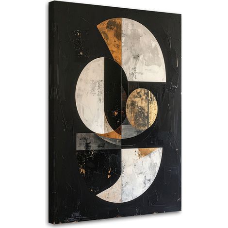 Stampe su Tela, Astrazione geometrica in stile glamour nero e oro, 40x60 (1/5)