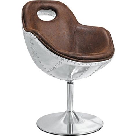 Designetsamaison – Fauteuil convertible aviator vintage 70 cm – Microfibre – Pivote à 360° – Structure en aluminium – Profondeur 70 cm – Hauteur 80 cm (1/2)