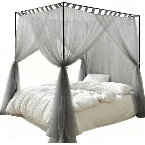 Moustiquaire,Moustiquaire d'intérieur,Ciel de lit descendant jusqu'ausol style français,Maille haute densité –180x200x210cm (structure non incluse) (1/5)