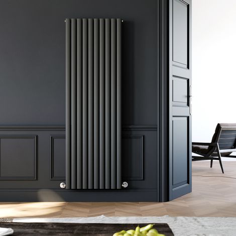 ELEGANT Designer Radiator Vertical Column Oval Panel Radiator 1800 x 590 mm Anthracite Double Central Heating