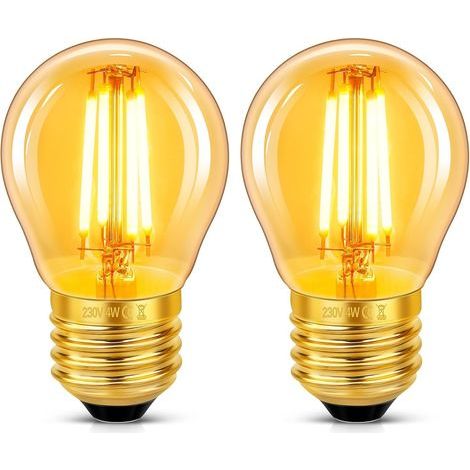 Lampadina a filamento LED vintage E27 da 4W, equivalente a una lampadina a incandescenza da 40W, vetro ambrato bianco caldo 2200K, filamento retrò G45, 400LM, AC 220V, non dimmerabile, decorativa per (1/5)