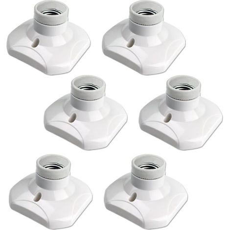 Lot de 6 Douille Plafond E27 à Visser AC 220-240V, Support Douille pour Ampoule LED,Base Plafonnier Culot E27 NPTERBL (1/5)