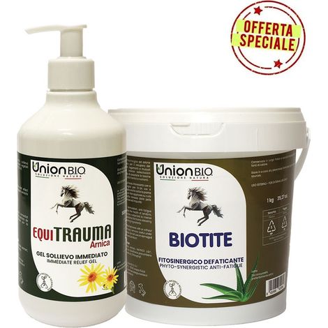 KIT TRAUMA: BIO.TITE cretata defaticante 1 kg  più  Equitrauma 500 ml gel con arnica montana sollievo immediato