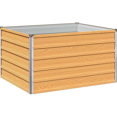 Hochbeet im Garten Holz Natur 100 x 80 x 55 cm Verzinkter Stahl vidaXL (1/5)