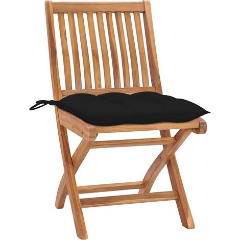 Maison Exclusive - Sedie pieghevoli con cuscini, 4 pezzi, in legno massello di teak. (1/5)