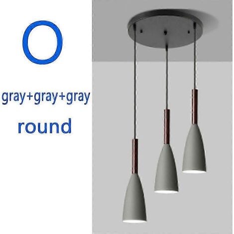 Suspensions nordiques modernes, lampes simples, lampes suspendues minimalistes multicolores à 3 têtes, ampoule Edison E27 pour cuisine, salle à manger et chambre (O) (1/5)