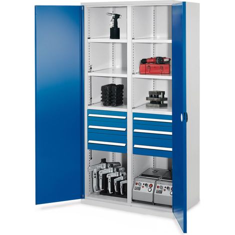 Kappes Schwerlastschränke mit Mitteltrennwand 1950x1000x600mm Doppelwandtüren Modell 55 enzianblau