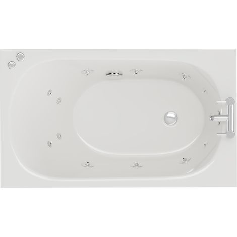 Compact 1200mm x 700mm 12 Jet Chrome V-Tec Single Ended Whirlpool Bath (1/5)