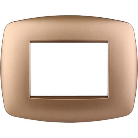 Ettroit Plaque compatible Bticino Livinglight 3 modules slim plastique, coloris or - LN87311 (1/2)
