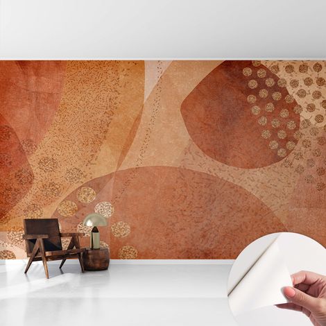 Papier peint autocollant Mural avec colle pour salon et chambre Décoration murale rapide Compositions terreuses 416x254 cm (1/5)