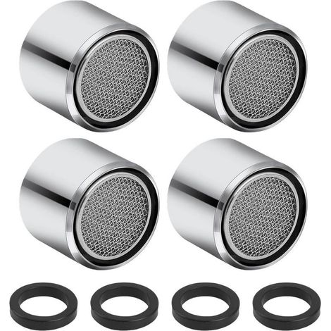 Lot de 4 régulateurs, aérateurs pour robinets d'évier de cuisine, filtre avec boîtier en laiton chromé, filetage intérieur économiseur d'eau, pour salle de bain, cuisine (1/5)
