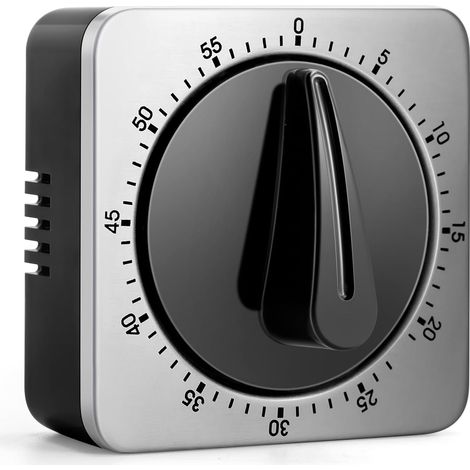 Minuteur de cuisine, horloge de chef avec alarme sonore puissante, sans piles, modèle mécanique de table avec dos magnétique. (1/5)