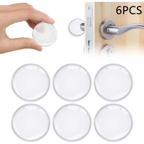 Butées de porte murales blanches, 6 pièces, butées de porte en silicone auto-adhésives, butées de porte solides pour armoires, cuisines, salles de bains et portes de bureau. (1/5)