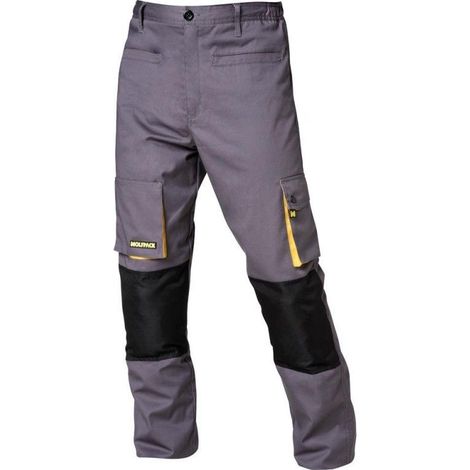 Pantalons de travail longs, à multiples poches, résistants, avec genoux renforcés, gris/jaune, taille 58/60 XXXL (1/6)