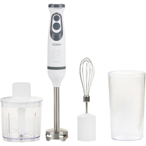 DOMO DO1089M Stabmixer 600 W mit Messbecher, Mixstab für Suppen, Schneebesenaufsatz, mit Zerkleinere