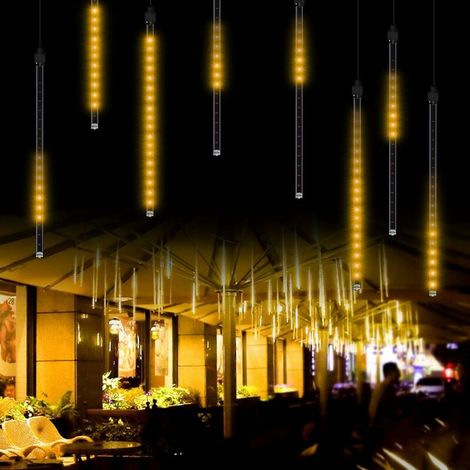 Meteor Shower Rain Lights, 50 cm, 8 Tubes, Waterproof, Snowfall Fairy Lights for Outdoor / Indoor / Garden / Wedding / Party / Christmas Decoration Warm White (1/5)