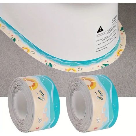 2 rouleaux de ruban de calfeutrage pour plan de travail de cuisine, ruban anti-moisissure et imperméable, gel adhésif pour cuvette de WC, 3,8 cm x 5 m (1/2)