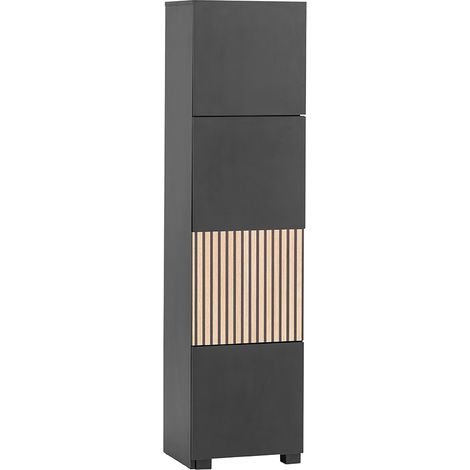 Regalschrank modern in schwarz matt mit Eiche Natur ALTAMURA-80 (1/5)